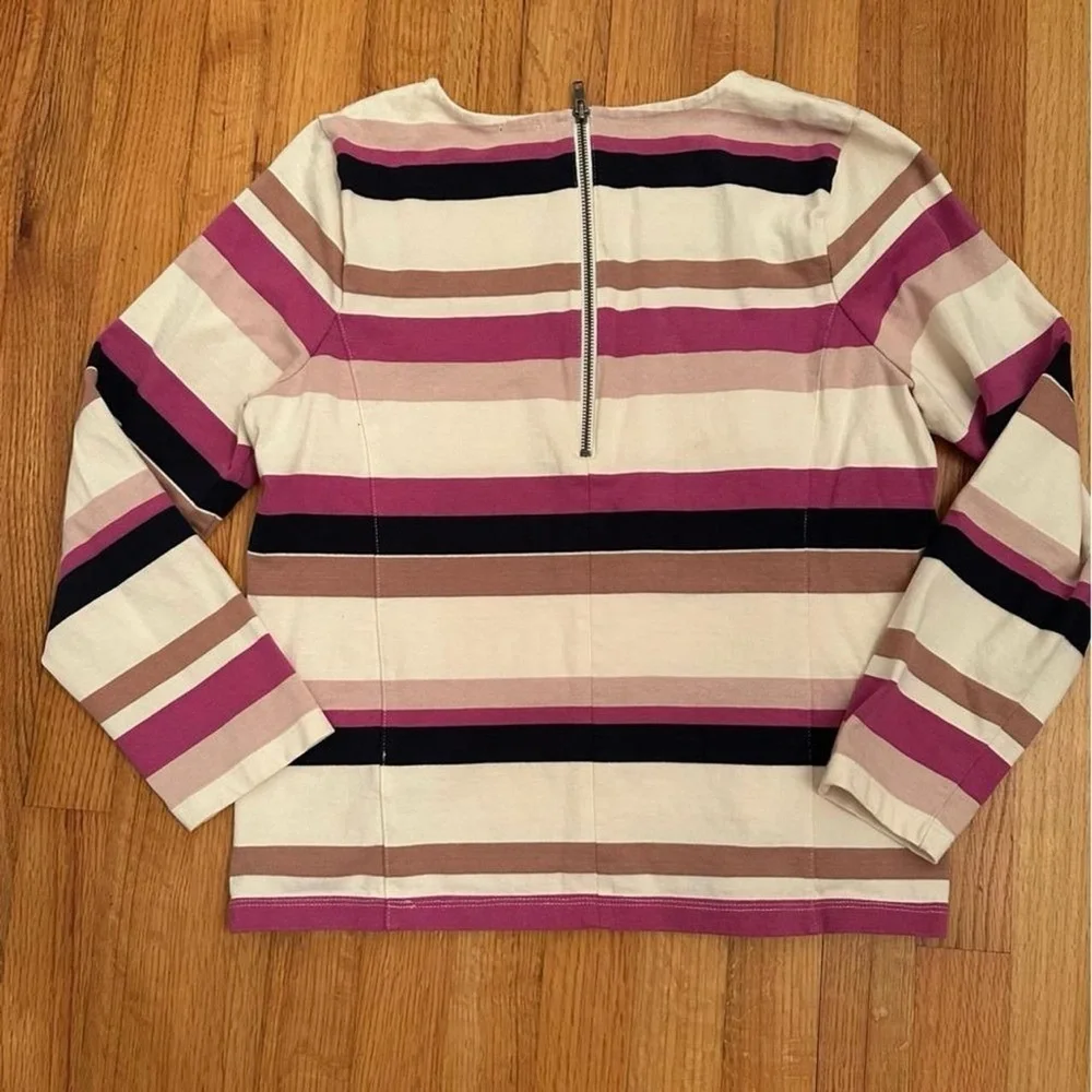J Crew Color Block Long Sleeve Shirt  Zipper Back Womens Size L (c5)
